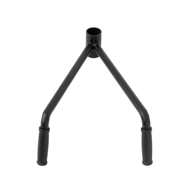 The Core Trainer / Landmine Spare Handle by SMAI features a black metal frame with two rubber grips in an inverted V-shape, making it perfect for attaching to equipment. It includes a central cylindrical connector at the top, transforming it into a versatile barbell accessory for core training exercises and landmine setups.