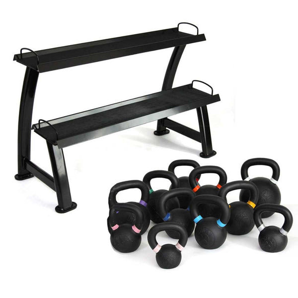 Cast Iron Kettlebell Set 160kg with Storage Rack