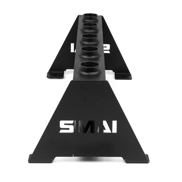 SMAI Barbell Storage - 5 Freestanding - Front on laser cut graphic